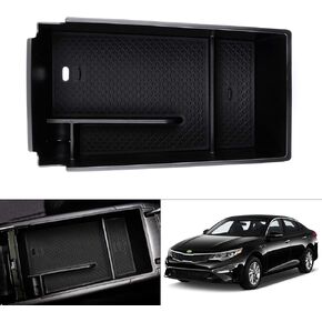 Autorder Center Console Organizer for 2021 2022 2023 2024 Kia K5 GT Line Accessories Armrest Storage Box Secondary Insert Tray with Black Mat