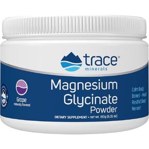 Trace Minerals | Magnesium Glycinate Powder | 120 mg Daily Magnesium Supplement | Naturally Flavored Grape Drink Mix | 30 Day Supply