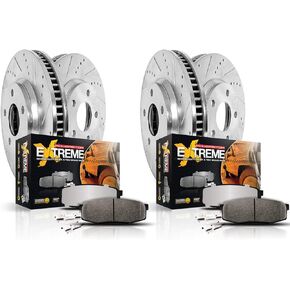 Power Stop K15231DK-36 Front and Rear Z36 Truck & Tow Brake Kit, Carbon-Fiber Ceramic Brake Pads and Drilled and Slotted Rotors with Drums and Brake Shoes For 2005-2022 Toyota Tacoma [6 Lug Models]