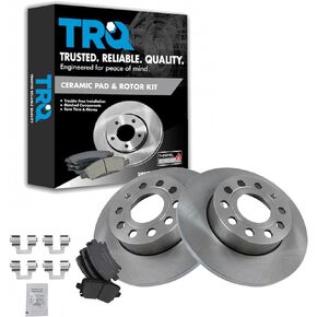 TRQ Rear Ceramic Disc Brake Pad & Replacement Rotor Kit for Audi A3 Volkswagen Jetta Passat in Kuwait