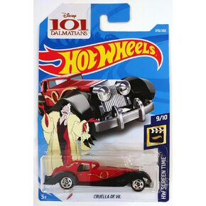 Hot Wheels 2018 50th Anniversary HW Screen Time Disney's 101 Dalmations Cruella De Vil 343/365, Red