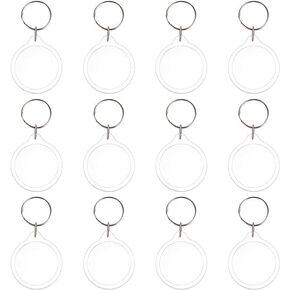 12Pcs Acrylic Photo Keyrings Clear Photo Picture Keychains Double Sided Round Blank Personalized Picture Photo Keyrings for Wedding Decor Family Friends Accessories(1.57x 0.16in)