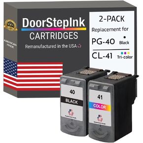 DoorStepInk Remanufactured in The USA Ink Cartridge Replacements for Canon PG-40 CL-41 Black Color 2PK for Canon Pixma iP1600 MP140 MP180 MP460 Fax JX200 Fax-JX210P