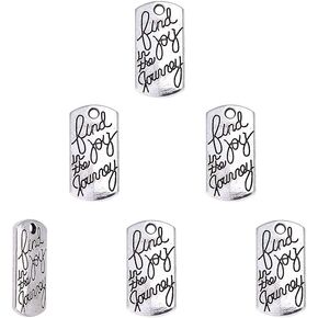 PH PandaHall 80ps Joy Charms Travel Inspirational Charms Find Joy in The Journey Pendants Antique Silver Message Word Charms Connector for Crafting Jewelry Making, Find Joy in The Journey