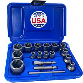 18-Piece Bolt Lug Nut Extractor Socket Set with RAZORGRIP - Made in USA Steel