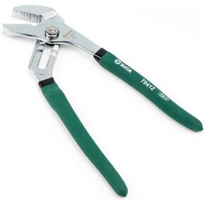 SATA 10-Inch Tongue-and-Groove Pliers, Straight Jaw Design, with Chrome Vanadium Steel Construction and Green Dipped Handles - ST70412ST