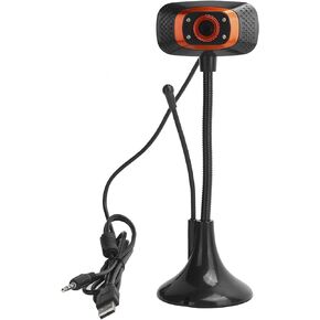 Web Camera with Microphone, Adjustment 640 x 480 Manual Drive‑Free USB Video Webcam, Camera with LED Lights/Non‑Slip Base/External Microphone for Recording/Calling/Gaming