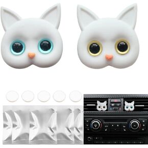 Cute Cat Air Vent Clip Air Conditioning Outlet Clip Car Air Freshener Clip Charm Car Inter Decor Accessories (Black)