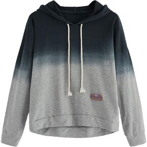 SweatyRocks Women's Long Sleeve Hoodie Sweatshirt Colorblock Tie Dye Print Tops