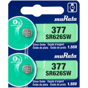 Murata 377 SR626SW Battery 1.55V Silver Oxide Watch Button Cell - Replaces Sony 377 (2 Batteries)