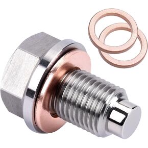 M12*1.5 Stainless Steel Engine Magnetic Oil Drain Plug with Neodymium Magnet Magnetic Oil Pan Plug with 3 PCS Copper Gasket Fit For most BMW, Mercedes,Yamaha, Kawasaki, Ducati, Harley, etc.
