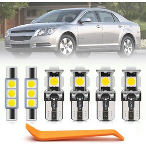 13pcs Malibu LED Interior Light Bulbs Kit for Chevy Malibu 2008 2009 2010 2011 2012 Map Dome Glove Box Trunk License Plate Lights Super Bright 6000K White Interior LED Bulbs Light + Install Tool