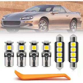 8pcs White LED Interior Lights Bulb Kit for Chevy Camaro 1993 1994 1995 1996 1997 1998 1999 2000 2001 2002 Super Bright 6000K LED Interior Light Bulbs Package + Install Tool