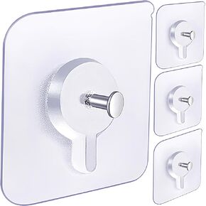 Adhesive Hooks for Wall(13lb Max), Wall Hangers Without Nails for Photos Frames, Utility Waterproof and Oil Resistant Hooks for Decorations and Bathroom Kitchen Racks (4)