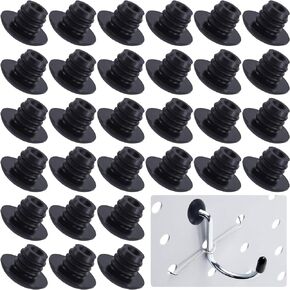 30PCS Pegboard Hook Locks, Black Peg Hook Stoppers Clips, Inserts for 1/8-5/32 inch Pegboard Hooks, 1/4-9/32inch Holes, Rubber Grommets for Metal Pegboard, Easy to Install