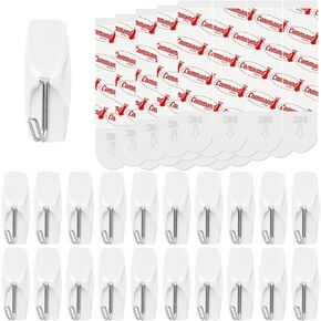 Wire Hooks for Wall Medium 16 Hooks, Heavy Duty Wall Hooks with 16 Strips, Damage Free Adhesive Hooks for Key Holder, Coat, Door, Shower Hanging