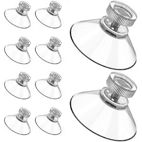 vilihkc 10PCS Sucker Cup Suction Hook Plastic Sucker Pad Holder Silicone Round Strong Transparent with Knurled Nut for Daily Hanging(1.3inch)