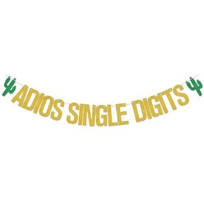 Gold Green Peace Out Single Digits Party Decor, Adios Single Digits Banner, Out Single Digits I'm 10, Kids 10th Birthday Decorations Supplies