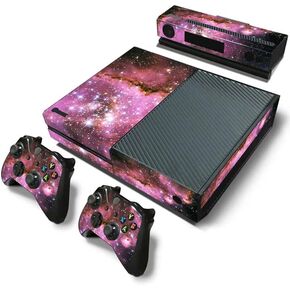 Protective Vinyl Skin Decal Cover for Xbox One Console Wrap Sticker Skins with Two Free Wireless Controller - Pink Space in Kuwait