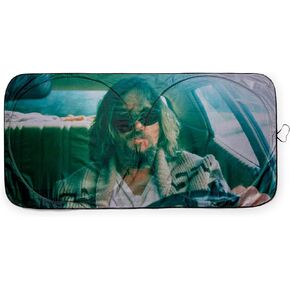 Surreal Entertainment The Big Lebowski The Dude Driving Sunshade for Windshield | Foldable Sun Visor Protector for Cars, Trucks, SUVs | Blocks UV Rays and Sun Glare | 64 x 32