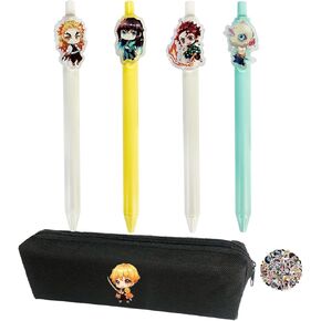 Demon S. Gel Pen Cartoon Anime Pens Cute Kawaii Large Capacity Pencil Pouch Holder Storage Pouch Demon Stickers for fans Gifts 30 pcs