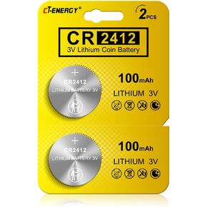 Cr2412 3V Lithium Battery Watch Batteries 2412 Coin Button Cell 2 Pack