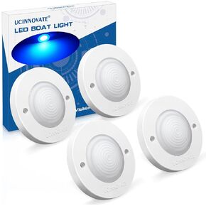 8Pcs 3.15"Round LED Marine Boat Light, 18 LED Boat Deck Courtesy Light, Boat Interior Light, Transom Mount Light, IP65 Waterproof, Boat LED Stern Lights, Night Fishing Lights, 12-24V, (Blue)