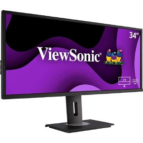 ViewSonic VG3456A 34 Inch 21:9 UltraWide QHD 1440p IPS Monitor with Ergonomic Design, 100W USB C, Docking Built-in, Gigabit Ethernet for Home and Office