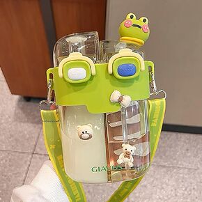 Kawaii Water Bottle - 26oz Cute Water Bottles with Straw and Stickers Double Drinking Water Bottle Portable Leakproof Sports Water Bottle for Outdoor Sports Travel