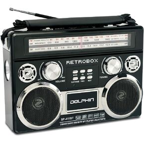 Dolphin RETROBOX Portable Bluetooth AM/FM Radio (Black)