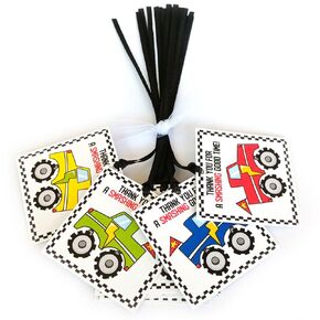 Monster Truck Thank You Favor Tags by Adore By Nat - Boy Children Birthday Party Gift Tags - Set of 12