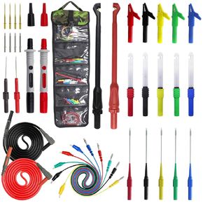 40-in-1 Multimeter Back Probe Test Lead and Test Probe Kit for Electronic Specialties Automotive| Wire Piercing Probe with Screw Thread | Multi-Type Back Probe Set | Alligator Clips