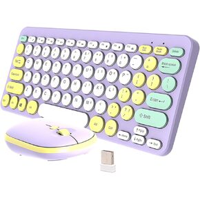 Wireless Mouse and Keyboard Combo,Silent Touch, Multimedia Keys, 2.4G Wireless Connection for Laptop Computer (Purple)