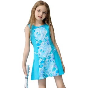 Girls Tennis Dress Golf Outfit Kids Athletic Sleeveless Dresses with Short Pockets