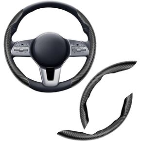 Steering Wheel Cover Carbon Fiber Anti-Skid Segmented Steering Wheel Protector Universal Fit Hard Car Steering Wheel Cover for Men/Women Car Interior Accessories (Black)