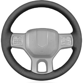 MEWANT Hand Stitched Black Suede Car Steering Wheel Protector Wrap Cover for Dodge Ram 1500 2013-2018 / Dodge Ram 3500 2013-2018 Steering Wheel Accessories for Dodge Ram