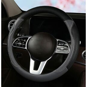 Fashion Cat Ear Leather Steering Wheel Cover Women Girl 15"(38cm) Universal Fit Auto D Shaped Leather Steering Wheel Covers (O Shape,Black&Blue)
