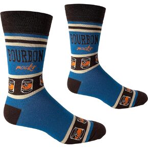 Bourbon Rocks Men's Socks | Bourbon Gift for Men Funny Novelty Fashion Dress Socks | Unique Gifts for Bourbon Whiskey Lovers | Fun Bourbon Themed Novelty Apparel