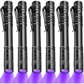 Honoson 6 Pieces UV Black Light Flashlight Small Blacklight Flashlights Pen Lights for Leak, Pet Urine, Hotel Inspection, Dry Stain and Dye Detector, 5.2 Inches Long