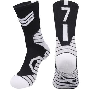 Basketball Socks Men & Women, Athletic Socks Running Socks Compression Cushion Socks Basketball Team Number Socks