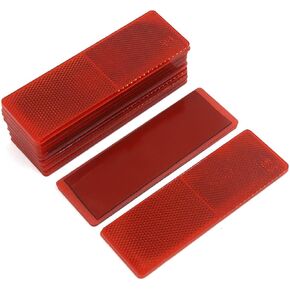 uxcell Automotive Car Red Rectangle Stick-on Safety Reflector Plate w/o Holes 10PCS