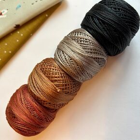Valdani Perle Cotton Hand Dyes Colorfast Thread for Embroidery, Wool Applique, Stitching, Punch Needle, Hand Quilting- Size 12 Bundle of 4 Beautiful Neutral Colors, 109 Yard spools
