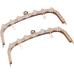 uxcell Metal Purse Frames - 9" 2Pcs Kiss Lock Clasp Frame Arch Flower Embossed Clutch Frame for Coin Purse Bag Making DIY Craft, Silver
