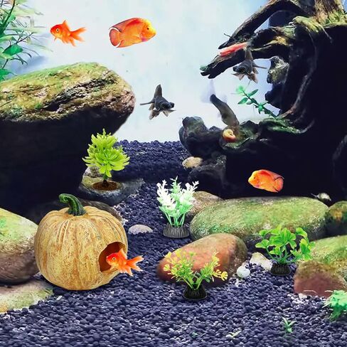 Reptile Hide Fish Tank Decoration Pumpkin with Artificial Aquarium Plants Lizard Snack Gecko Cute Hide Cave in Kuwait