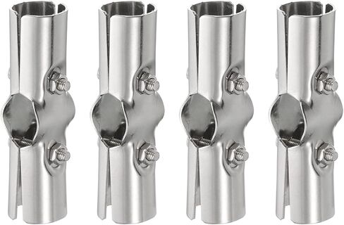 uxcell 180 Degree Structural Pipe Connector 4pcs Chain Link Fence Line Rail Clamp Stainless Steel Corner Fitting End Rails Clamp, Fit OD 1 Inch(25mm) in Saudi Arabia