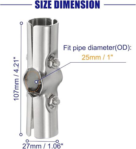uxcell 180 Degree Structural Pipe Connector 4pcs Chain Link Fence Line Rail Clamp Stainless Steel Corner Fitting End Rails Clamp, Fit OD 1 Inch(25mm) in Saudi Arabia