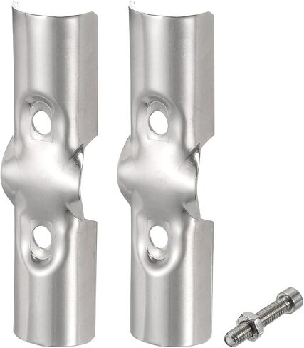 uxcell 180 Degree Structural Pipe Connector 4pcs Chain Link Fence Line Rail Clamp Stainless Steel Corner Fitting End Rails Clamp, Fit OD 1 Inch(25mm) in Saudi Arabia
