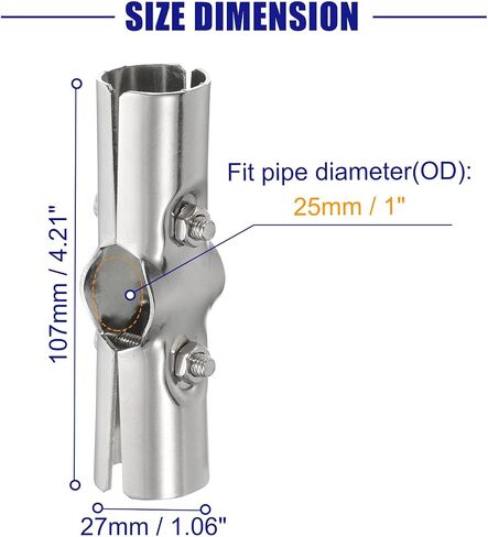 uxcell 180 Degree Structural Pipe Connector 4pcs Chain Link Fence Line Rail Clamp Stainless Steel Corner Fitting End Rails Clamp, Fit OD 1 Inch(25mm) in Saudi Arabia