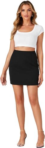 LYANER Women's High Waist Slim Fit Zipper Basic Short Bodycon Pencil Mini Skirt in Saudi Arabia