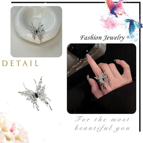 Gothic Spider Rings Halloween Black Silver Spider Statement Rings Adjustable Opal Spider Open Band Rings Jewel Rings Costume Party Gifts for Women and Girls in Saudi Arabia